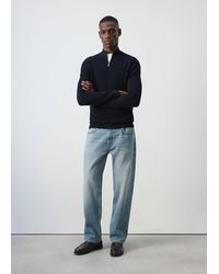 Mango - Fine-Knit Sweater With Zip - Lyst