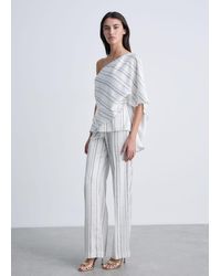 Mango - Asymmetrical Striped Blouse - Lyst