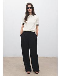 Mango - Short-Sleeved Sweater With Contrasting Stripes - Lyst