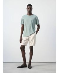 Mango - Linen Blend Slim Fit T-Shirt - Lyst