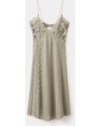 Mango Strapless Crystal Dress in Green | Lyst