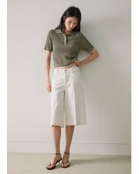 Mango - Openwork Knitted Polo-Neck Sweater - Lyst