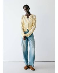 Mango - Openwork Diamond-Pattern Knit Cardigan - Lyst