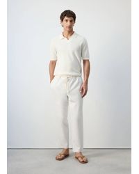 Mango - Relaxed Fit Cotton-Linen Blend Trousers - Lyst