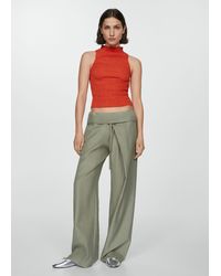 Mango - Ruched-texture Top Coral - Lyst