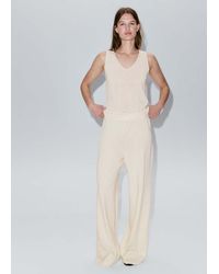Mango - Straight-Fit Trousers With Elastic Waist - Lyst