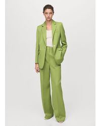 Mango - Blazer Completo Misto Lino Verde - Lyst