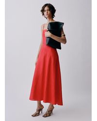 Mango - Bow Linen-Blend Dress - Lyst
