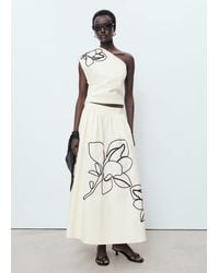 Mango - Asymmetrical Flower-Embroidered Top - Lyst