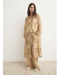 Mango - Leaf-Print Caftan Sand - Lyst