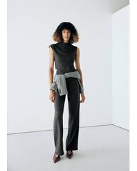Mango - Ribbed Straight-Leg Trousers - Lyst