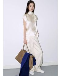 Mango - 100% Silk Tie-Neck Blouse - Lyst