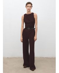 Mango - Marl Jumpsuit With Belt - Lyst