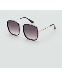 Mango - Square Metallic Frame Sunglasses - Lyst