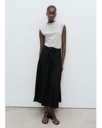 Mango - Contrasting Belt Dress - Lyst