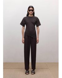 Mango - Fitted Cotton T-Shirt With Asymmetric Hem - Lyst