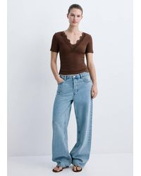 Mango - Lace Trim Top - Lyst