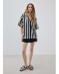 Mango - Felpa Spugna Di Cotone Righe Blu - Lyst