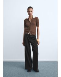 Mango - Wide-Leg Pleated Jeans - Lyst