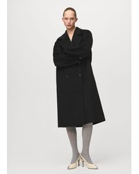 Mango - Manteau Laine Fait Main Oversize Noir - Lyst
