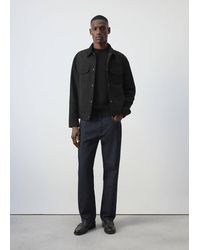 Mango - Giacca Denim Collo Camicia Nero - Lyst