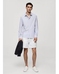 Mango - Stretch Fabric Slim-fit Striped Shirt - Lyst