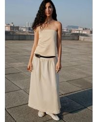 Mango - Strapless Linen-Blend Top - Lyst
