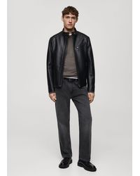 Mango - Leather-Effect Jacket With Stitching Detail - Lyst