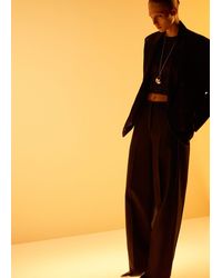 Mango - Pantaloni Completo Misto Lana Nero - Lyst