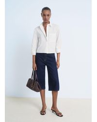 Mango - Rhinestone Cropped Shirt - Lyst
