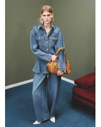 Mango - Giubbotto Denim Avvitato Tasche Blu Medio - Lyst