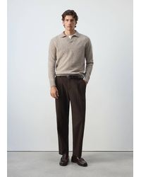 Mango - Alpaca Wool Blend Knit Polo Sweater - Lyst
