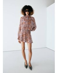 Mango - Printed Dress With Ruched Detailing - Lyst