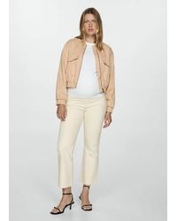 Mango - Maternity Flared Cropped Jeans Off - Lyst