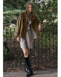 Mango - Denim Funnel-Neck Parka - Lyst
