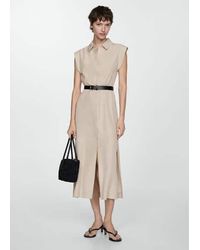 Mango - Lyocell Dress With Belt - Lyst