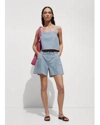 Mango - Denim Crop Top - Lyst