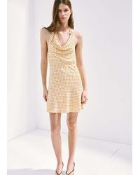 Mango - Polka Dot Dress With Draped Collar - Lyst