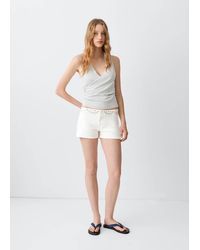 MANGO TEEN - Studded Mini Shorts - Lyst