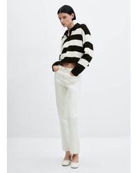 Mango - Striped Polo-neck Sweater - Lyst