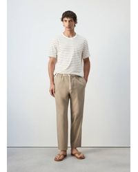 Mango - Relaxed Fit Cotton-Linen Blend Trousers - Lyst