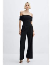 Mango - Off-the-shoulder Jumpsuit With Gathered Detail - Lyst