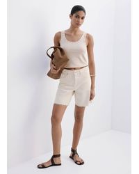 Mango - Straight Low-Rise Denim Bermuda Shorts - Lyst