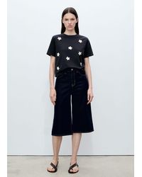 Mango - Short-Sleeved T-Shirt With Flower Appliqué - Lyst