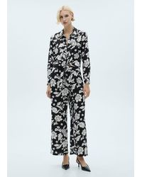 Mango - Floral Print Straight Trousers - Lyst