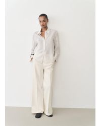 Mango - Cotton Wide Leg Trousers - Lyst