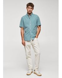 Mango - 100% Cotton Short-sleeved Printed Shirt - Lyst