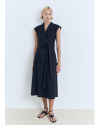 Mango - Robe Chemise Détail Naud Bleu Marine Foncé - Lyst
