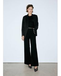Mango - Wide-Leg Jeans With Side Buttons - Lyst