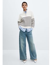 Mango - Striped Sweater With Zip - Lyst